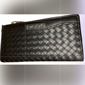 Bebe Black Kiara Woven Wallet